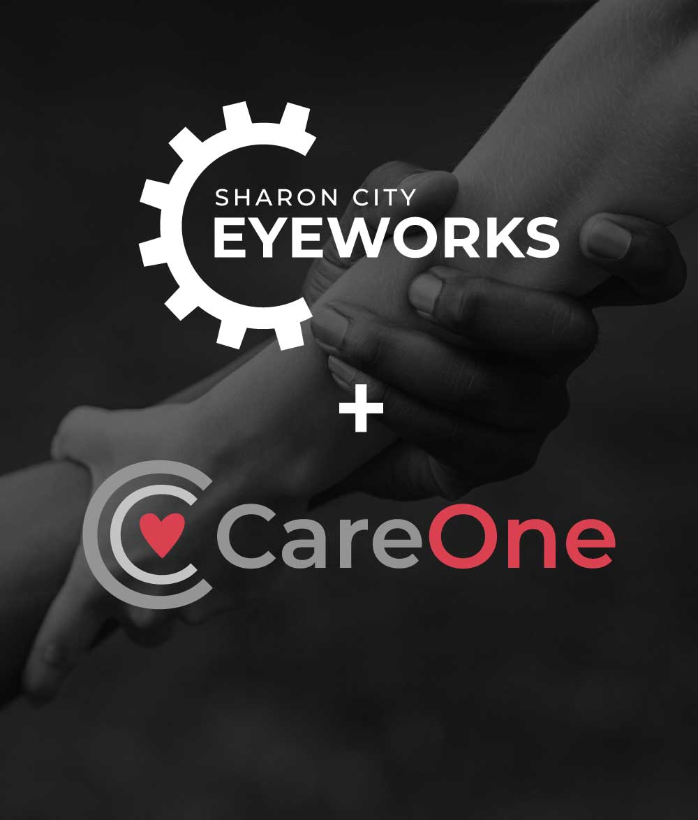 Sharon City Eyeworks + CareOne logos